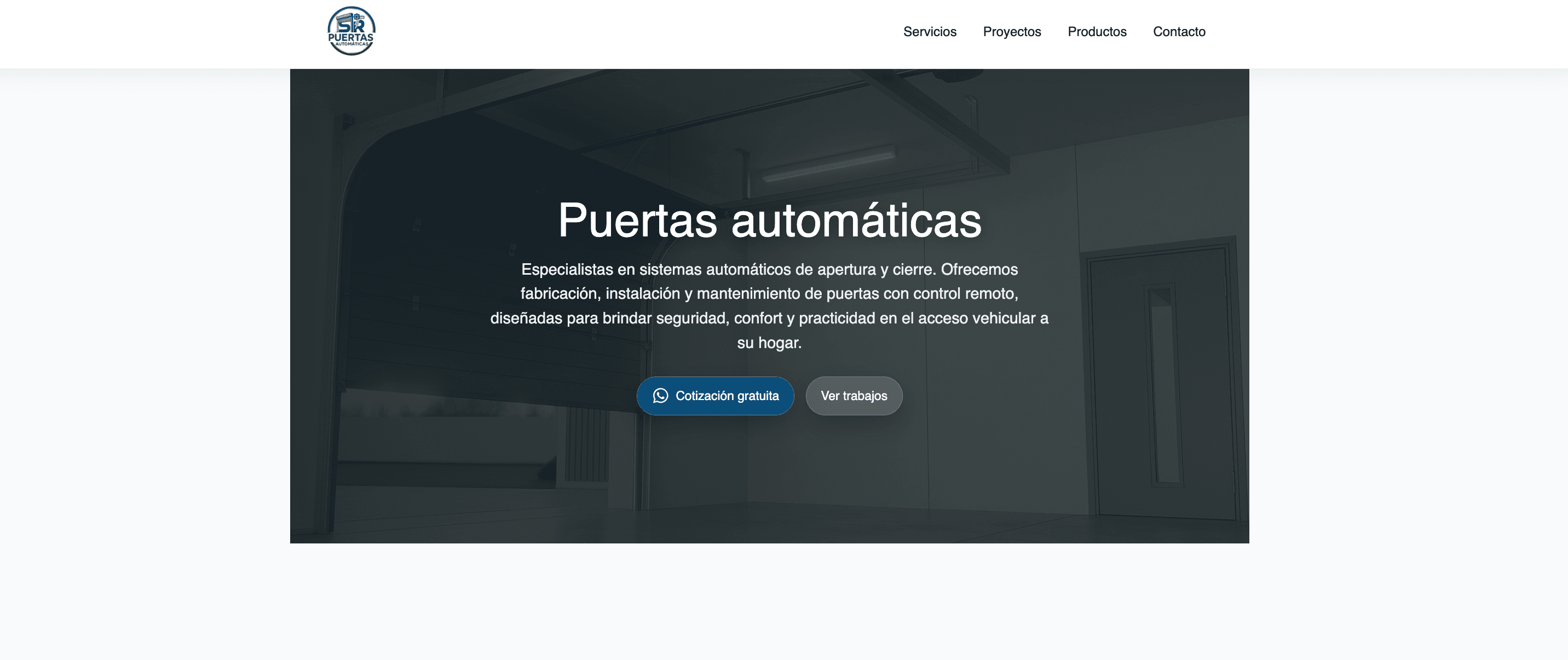 Página principal del sitio Puertas Automáticas SR